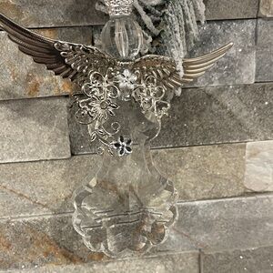 Silver and Clear Crystal Angel Ornament